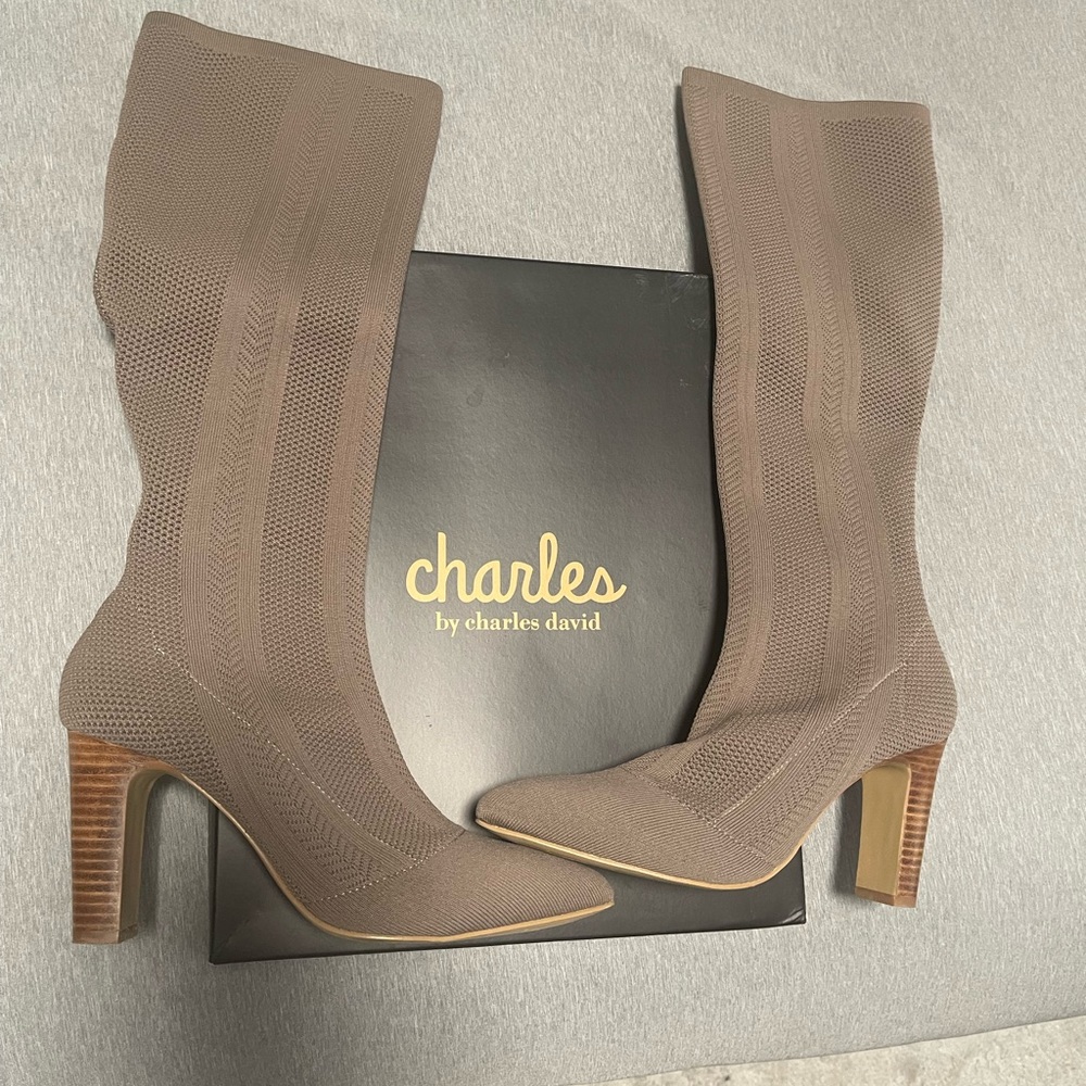 Charles by Charles David Taupe Heeled Boots